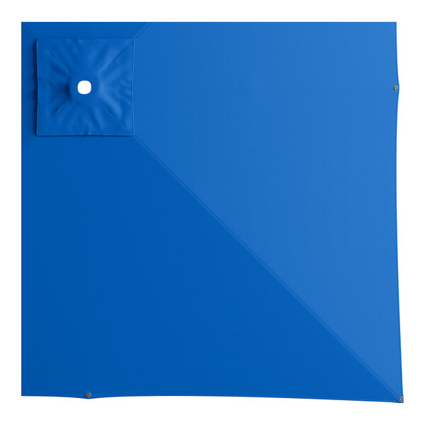 A blue square canopy with a white circle in the center.