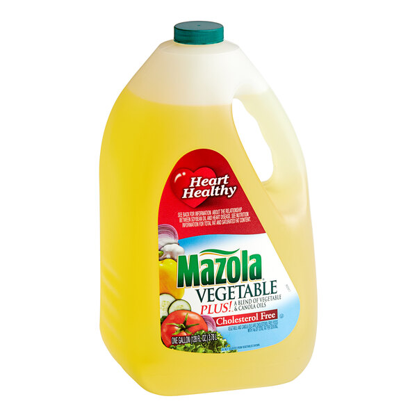 A jug of Mazola Vegetable Plus! Oil on a white background.