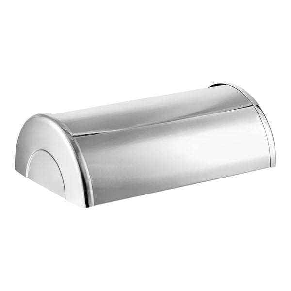 A silver metal Choice Deluxe rectangular chafer cover with chrome trim.