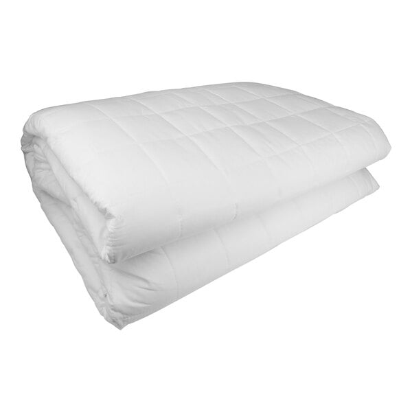 A white Oxford mattress pad folded up.