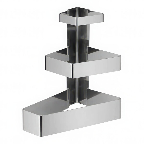 A stainless steel metal 3-tier Etagere.