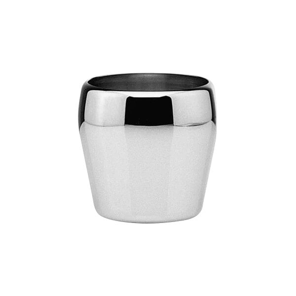A close-up of a Hepp stainless steel ice bucket with a black rim.