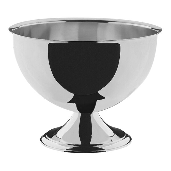 A silver WMF stainless steel punch bowl with a pedestal.