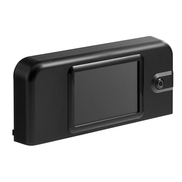 A black rectangular device with a square touchscreen.