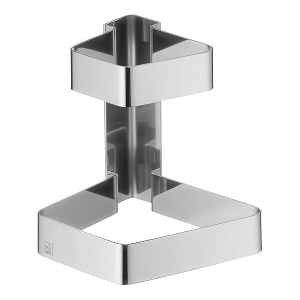 A stainless steel Hepp Sequence 2-tier etagere with three compartments.