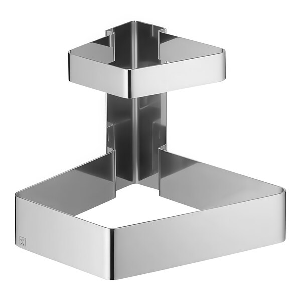A Hepp by Bauscher stainless steel 2-tier etagere with a white background.