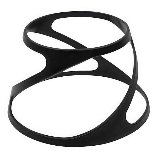 A black polycarbonate twist riser with curved rings.