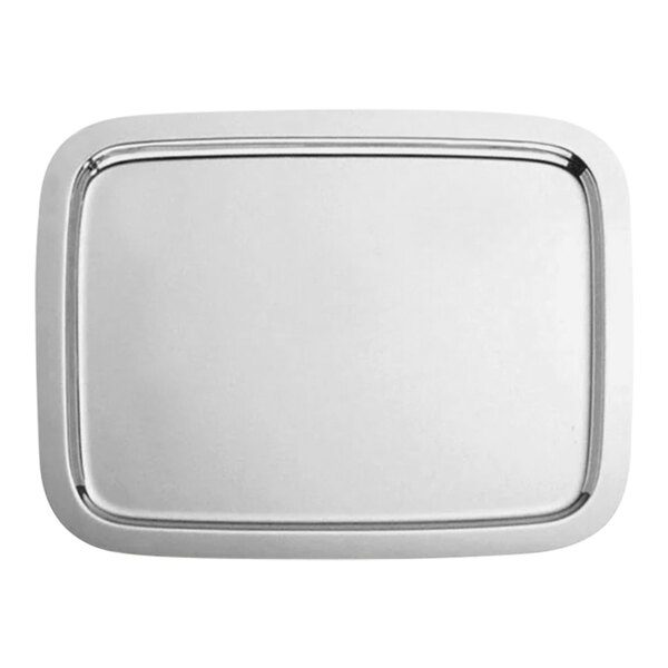 A silver rectangular Hepp by Bauscher stainless steel banquet tray.