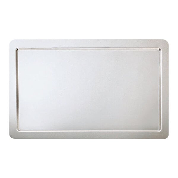 A rectangular silver stainless steel Hepp by Bauscher tray.