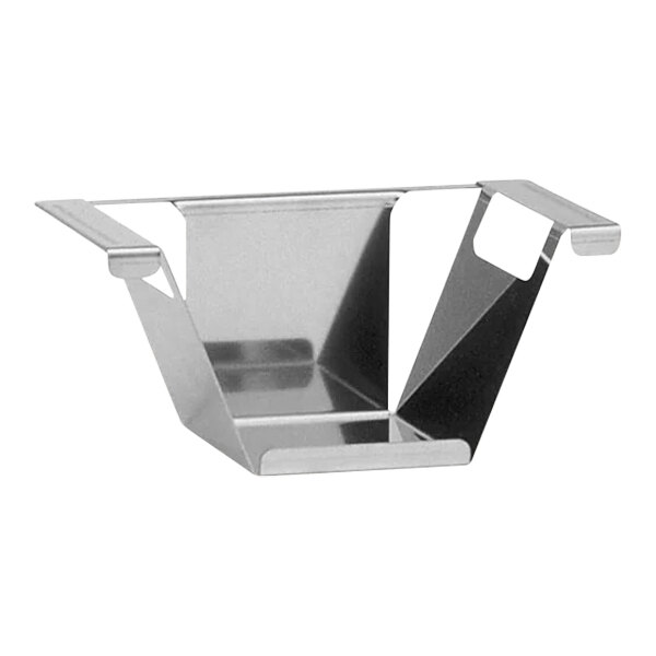 A stainless steel metal container with a handle for Hepp round chafers.