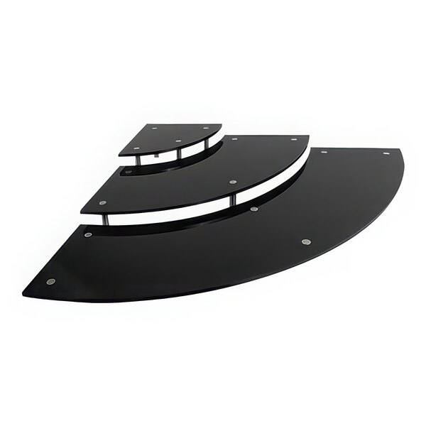 A black shelf with three tiers.