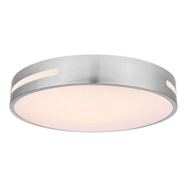 A Canarm Niven brushed nickel LED flush mount ceiling light.