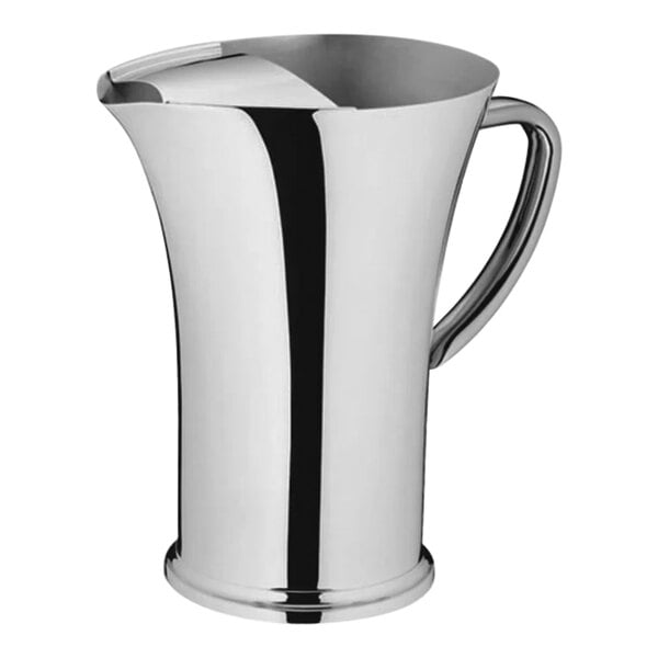 A WMF stainless steel water pitcher with a handle.