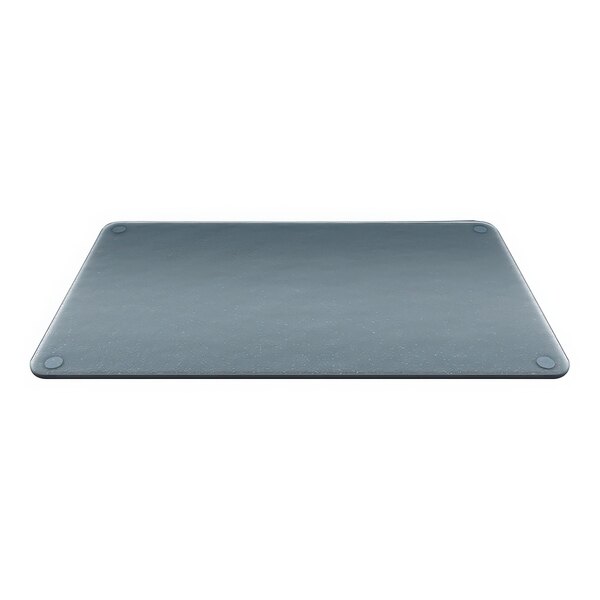 A smoked glass plate with a black border.