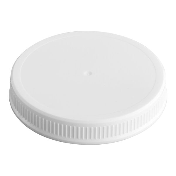 An 89/400 white ribbed plastic cap with a foam liner.