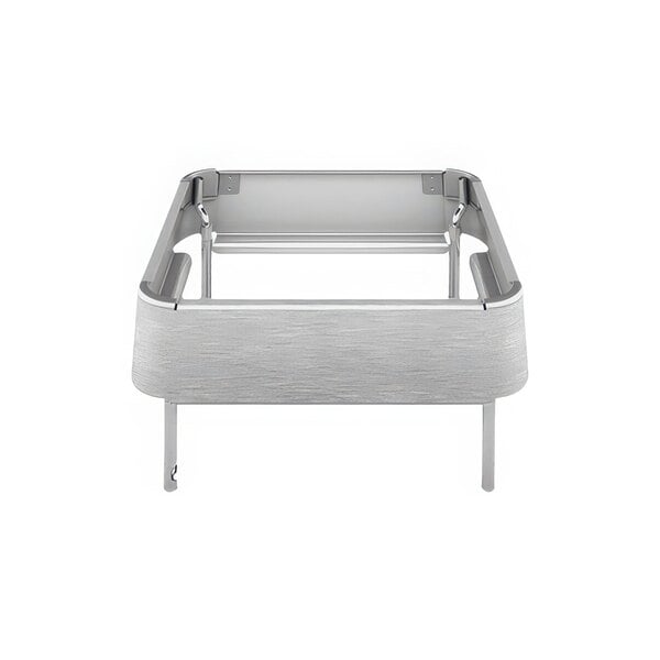 A silver stainless steel WMF buffet console with legs.