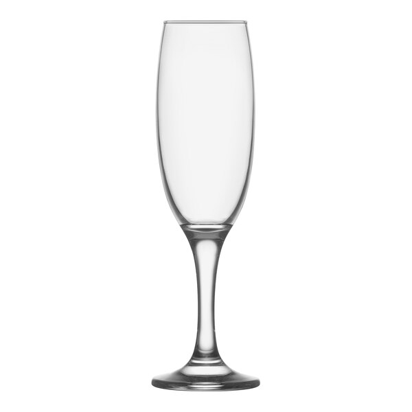 A clear RAK Youngstown Firnley flute glass with a stem.