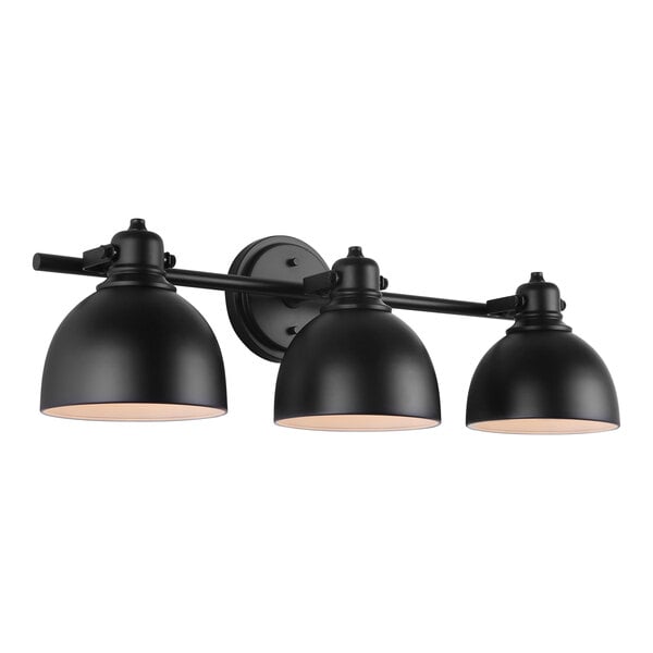 A black Canarm 3-light vanity light fixture.