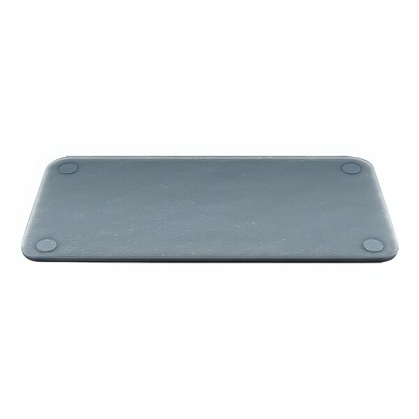 A grey rectangular WMF by BauscherHepp smoked glass plate with round corners.