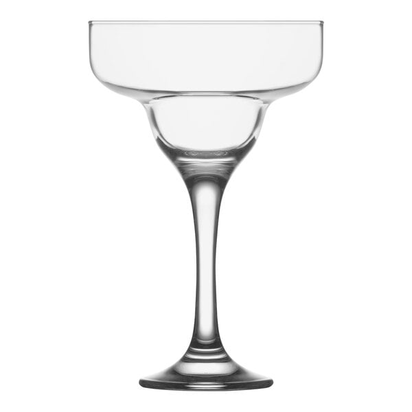 A clear RAK Youngstown Rayen margarita glass with a stem.