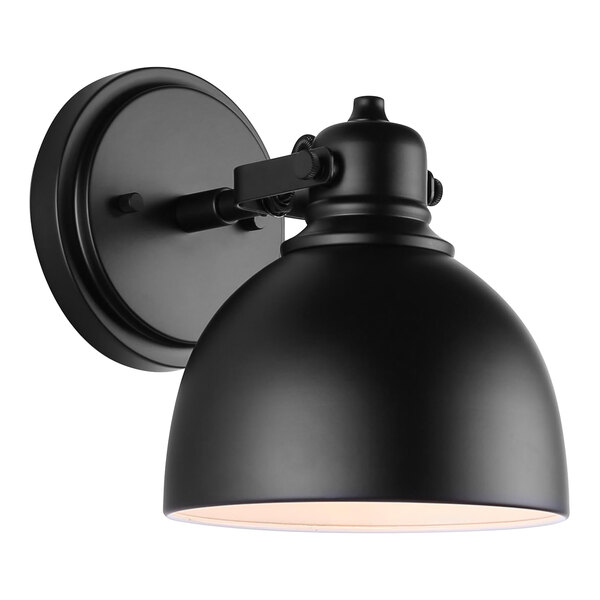 A black Canarm Polo wall light with a white shade.