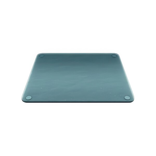 A square smoked glass plate with black dots.