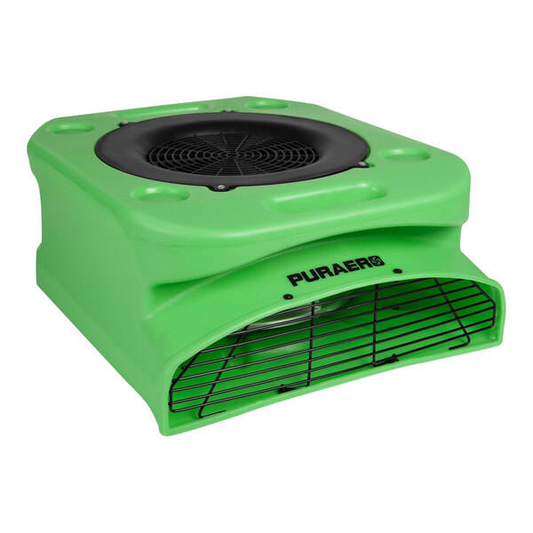 A green air mover with a black vent.