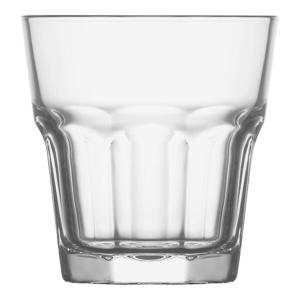 A case of 24 clear RAK Youngstown Market rocks glasses with a clear bottom.