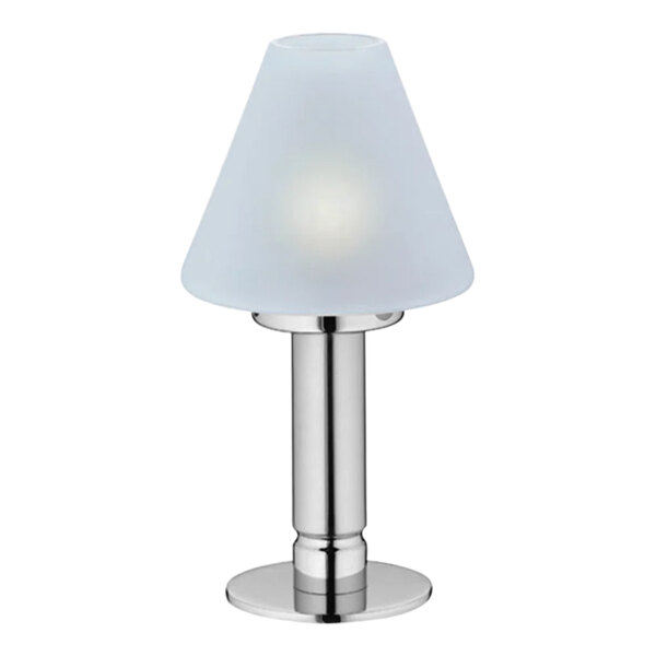 A silver WMF stainless steel tealight holder with a frosted glass shade.