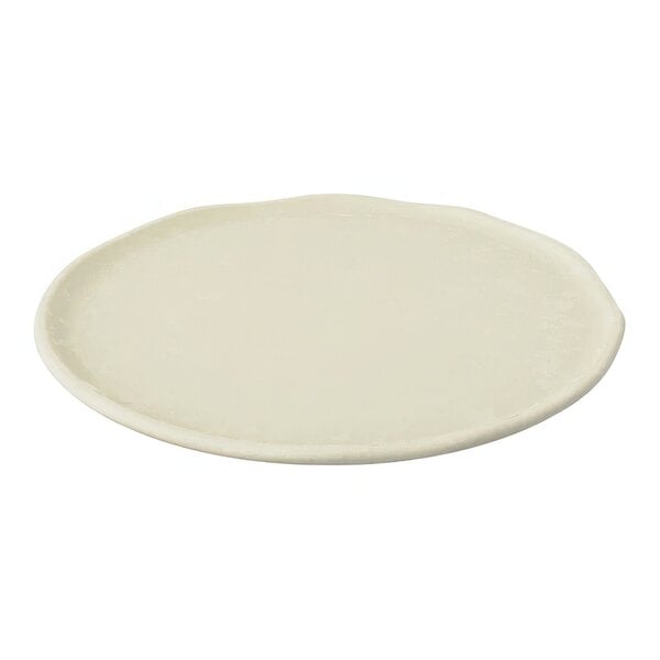 A white Dalebrook melamine plate with a circular rim.
