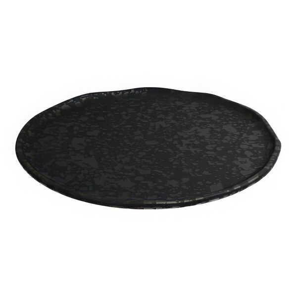 A Dalebrook black melamine plate with a black crackle design.