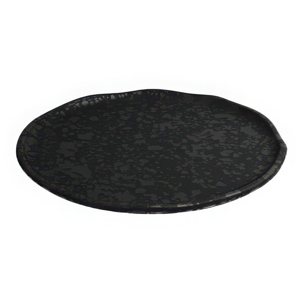 A Dalebrook black melamine plate with speckled black spots.