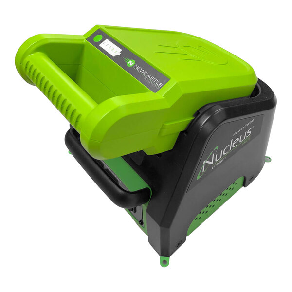 A green and black Newcastle Systems Nucleus Mini Power System with a green handle.