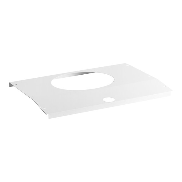 A white rectangular plastic Avantco evaporator cover with a hole in the middle.