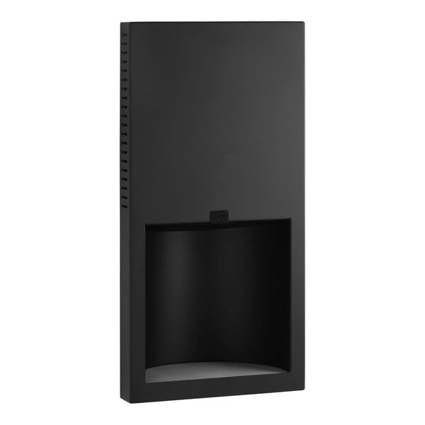 A black rectangular object with a hole.