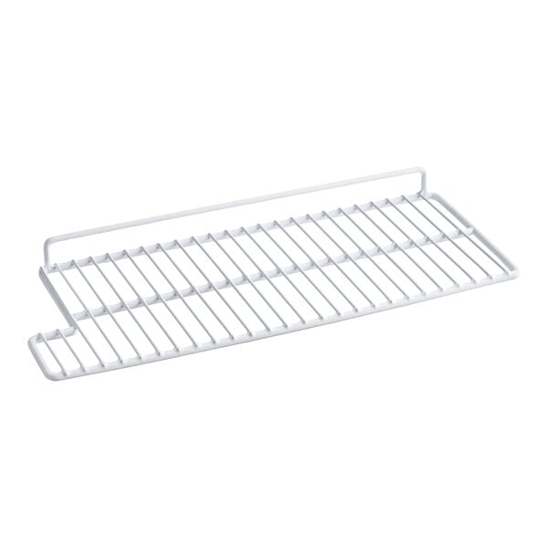 An Avantco white wire shelf with a rack on it.