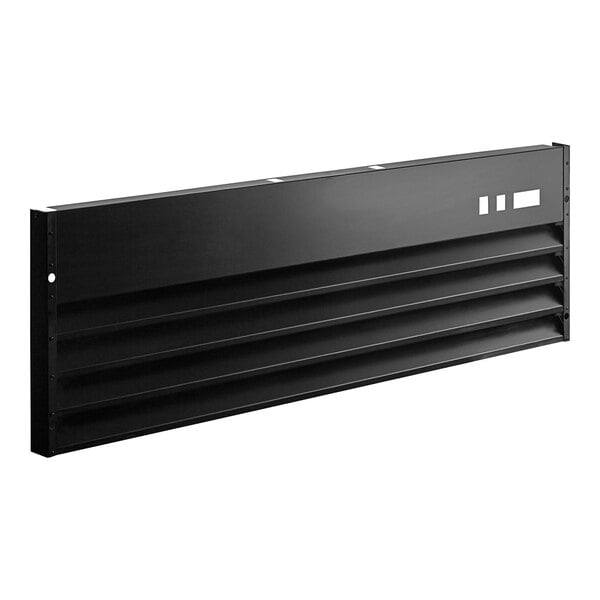 A black rectangular Avantco front grille with four rows of holes.