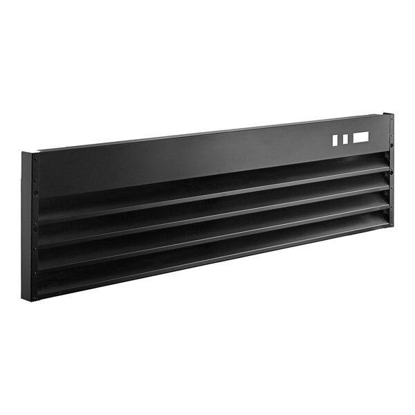 A black metal front grille with four rows of vents.