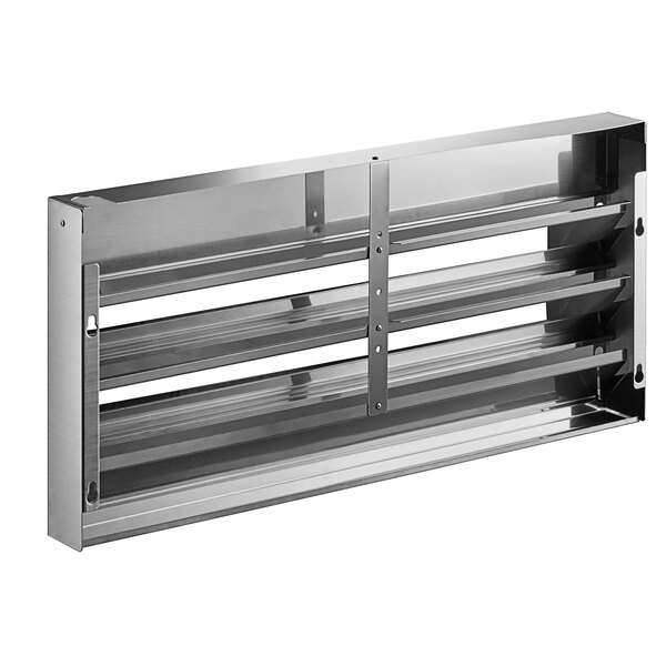 A stainless steel front grille for Avantco refrigeration equipment.