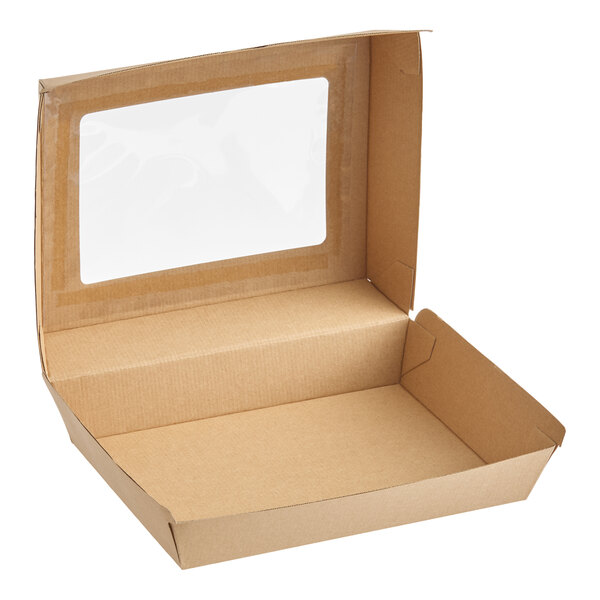 Choice 8" x 6" x 3" Corrugated Clamshell Container with Window - 200/Case