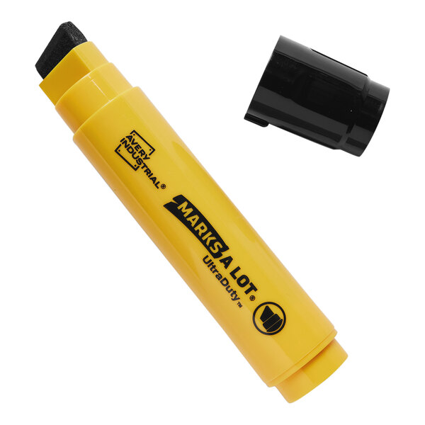 A black plastic tube of Avery Marks-A-Lot UltraDuty XL black chisel tip markers.