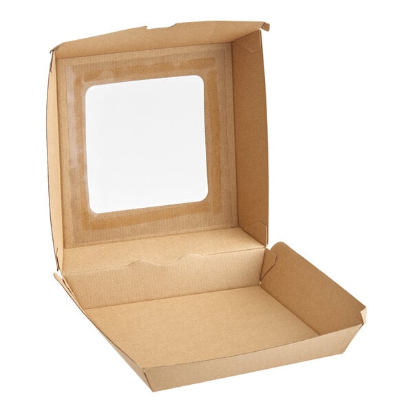 Choice 6" x 6" x 2" Corrugated Clamshell Container with Window - 250/Case