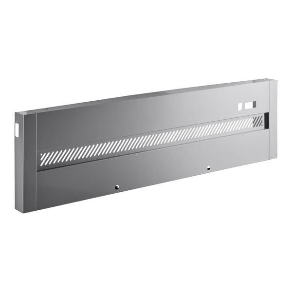 A silver rectangular stainless steel top cover panel with a metal vent.