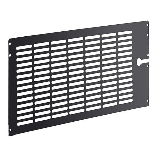 A black metal Avantco back grille with holes.