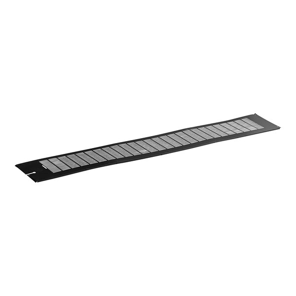 A long black metal grille with a white grid on it.