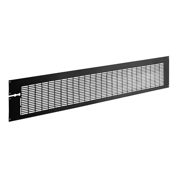 A black metal grille with holes.