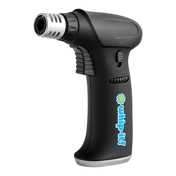 A black and silver Whip-It butane torch.