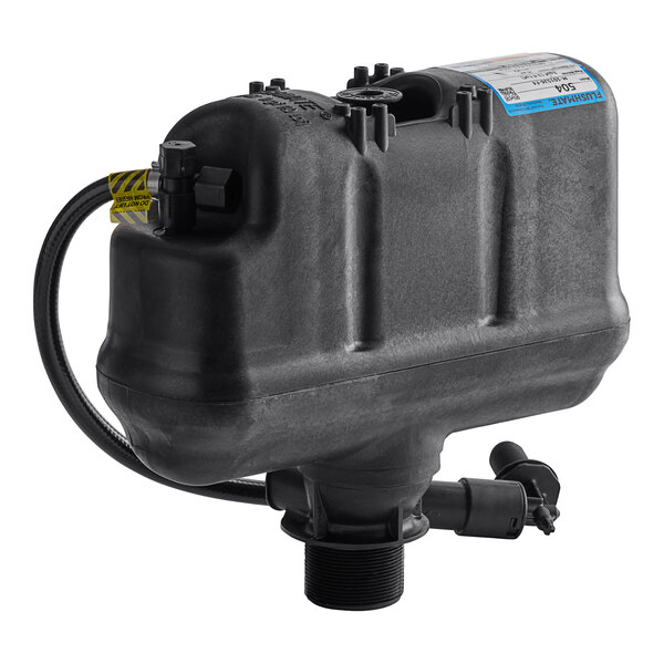 A black plastic Flushmate replacement system for Kohler toilets.