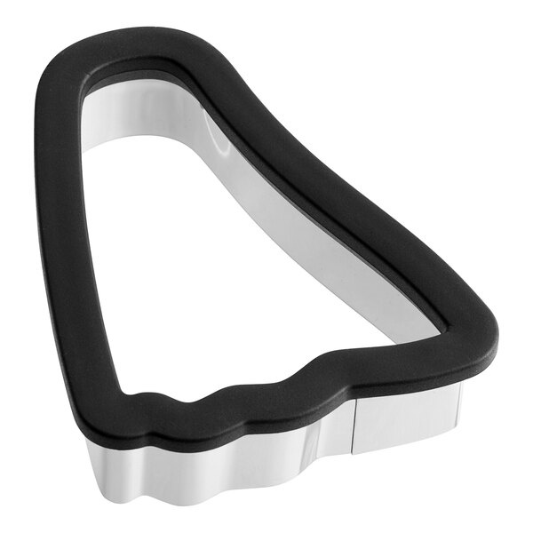 A black and white metal cookie cutter in the shape of a ghost.