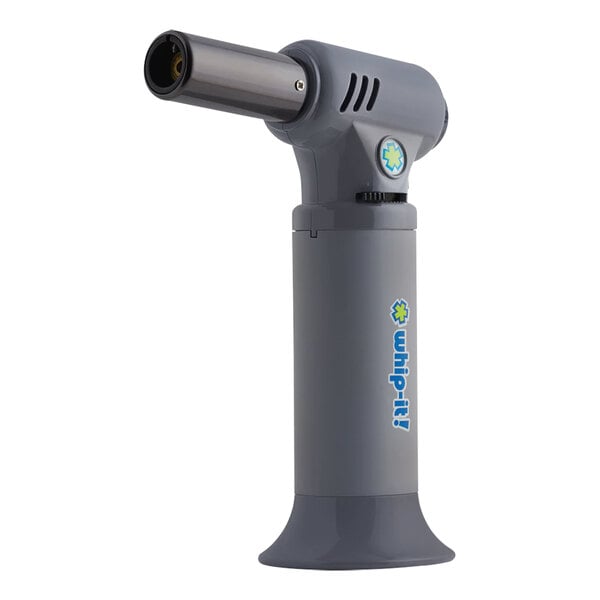 A Whip-It Neo grey butane torch with a nozzle.